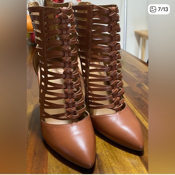 Nine West Brown Heels genuine leather with Pointed Toe and Moderate Heel . 7M. - Picture 1 of 8